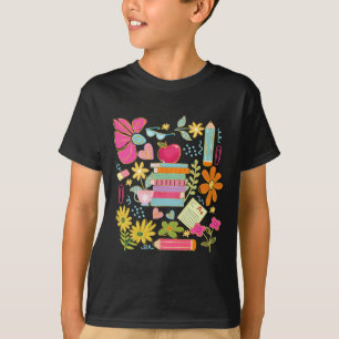 Boho-Blumen-Lehrer-Buch-Apple Pencil Lustig-Rucksa T-Shirt