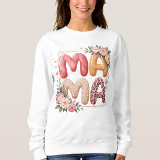 Boho-Blumen-Leoparden-Druck-Mama-Grafikdesign Sweatshirt