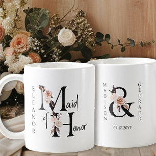 Boho-Blumen-Letter-Ehrenjungfer Kaffeetasse