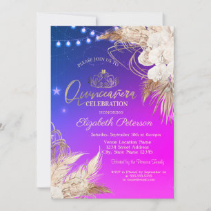 Boho-Blumen-Lichterkette Ombre Quinceañera Einladung