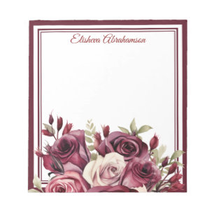 Boho Blumen Lila Rosen Notizblock
