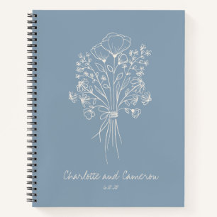 Boho-Blumen-Linienkunst Personalisierte Hochzeit B Notizbuch