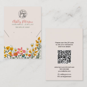 Boho Blumen Logo Schmuck Ohrring Halskette Qr Code Visitenkarte