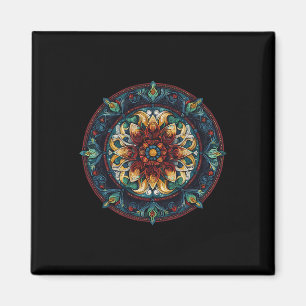 Boho-Blumen-Lotus-mystischer-Kreis-Mandala-Muster Magnet