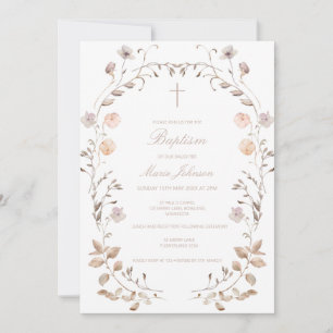 Boho-Blumen-Mädchen-Tauf-Einladungsvorlage Einladung