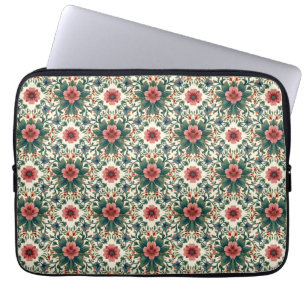 Boho-Blumen-Magie - in Grün- und Rosatönen Laptopschutzhülle