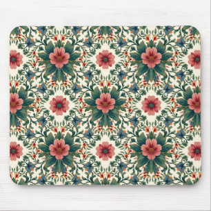 Boho-Blumen-Magie - in Grün- und Rosatönen Mousepad