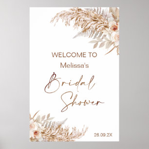 Boho‑Blumen mit Pampasfarn – Willkommen zur Brautp Poster