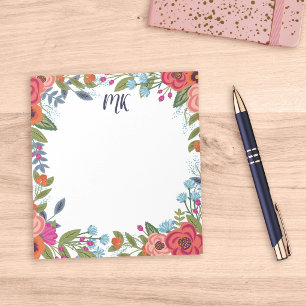 Boho-Blumen-Monogramm Notizblock