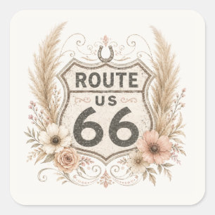 Boho-Blumen-Mother-Road-Aufkleber Quadratischer Aufkleber