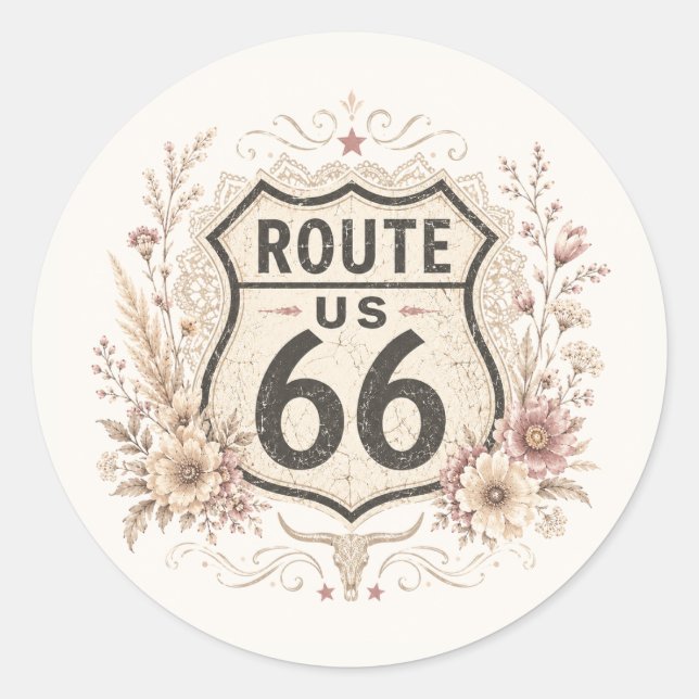 Boho-Blumen-Mother-Road-Aufkleber Runder Aufkleber (Vorderseite)