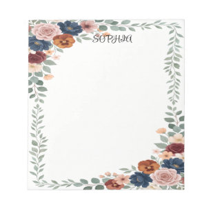 Boho-Blumen-Notizbuch mit personalisiertem Namen i Notizblock