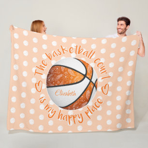Boho-Blumen-Orange-Basketballplatz glücklicher Ort Fleecedecke