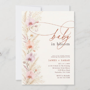 Boho-Blumen-Orchideen-Blüten-Baby-Party Einladung