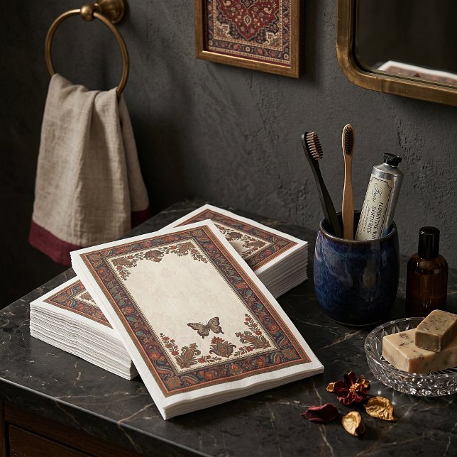 Boho-Blumen-Paisley-Rahmen-Schmetterling-Bad Serviette (Von Creator hochgeladen)