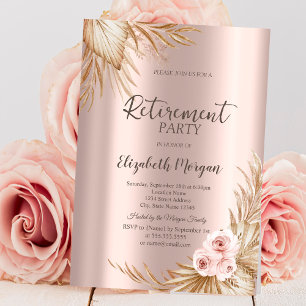 Boho-Blumen Pampas Rosen Gold Rente Party Einladung