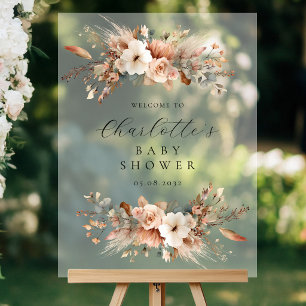 Boho-Blumen-Pampasgras-Rosen-Willkommen Acrylschild