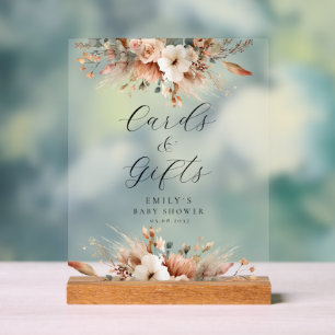 Boho-Blumen-Pampasgras-Rosenkarte & Geschenke Acrylschild