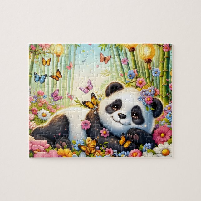 Boho-Blumen-Panda Puzzle (Horizontal)