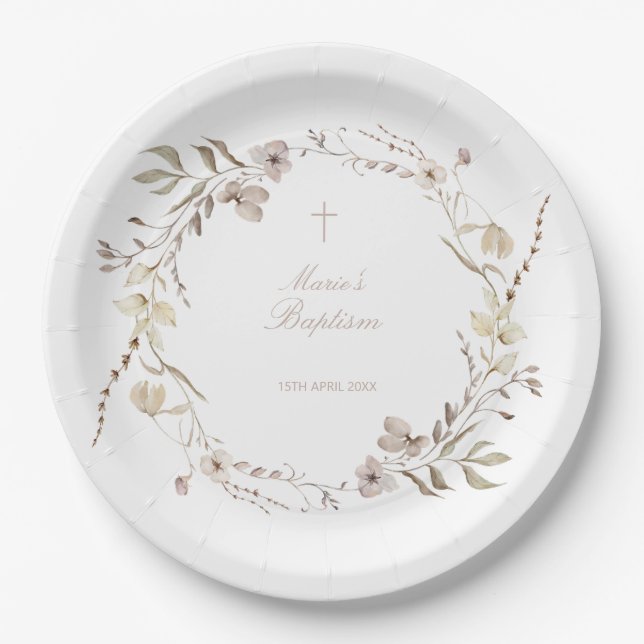 Boho-Blumen-Papierteller-Tischdekoration Pappteller (Vorderseite)