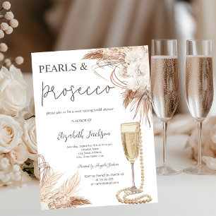 Boho Blumen Perlen Prosecco Brautparty Einladung
