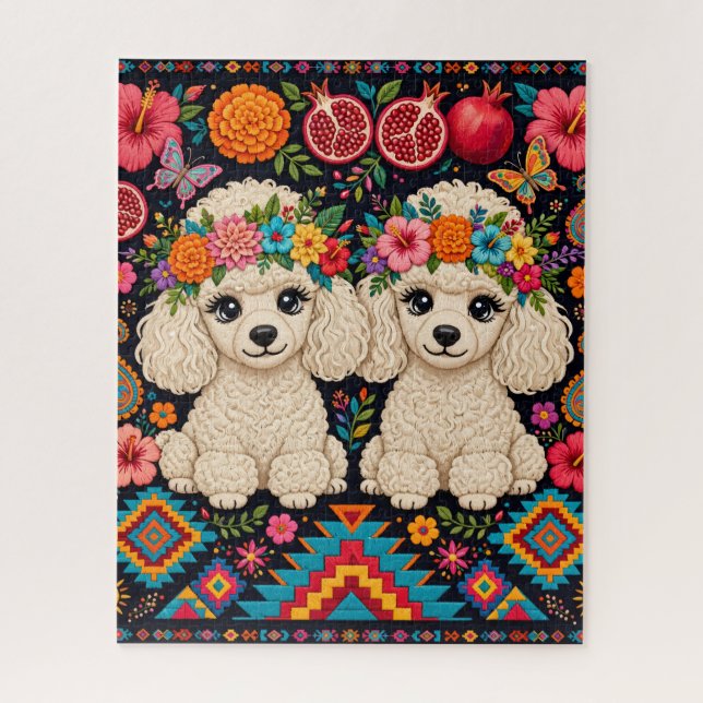 Boho-Blumen-Pudel-Puzzle Puzzle (Vertikal)