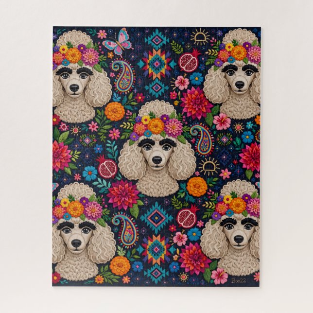 Boho-Blumen-Pudel-Puzzle Puzzle (Vertikal)