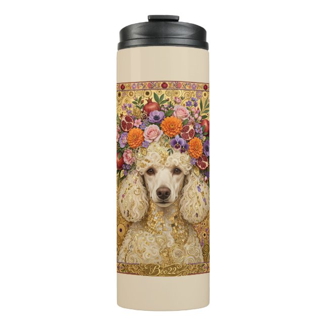 Boho-Blumen-Pudel  Thermosbecher (Vorderseite)