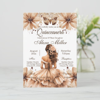 Boho-Blumen-Quinceañera-Einladung Einladung