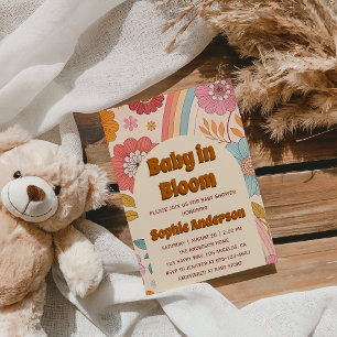 Boho-Blumen-Regenbogen-Baby-in-Blüte-Baby-Party Einladung