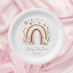 Boho-Blumen-Regenbogen-Baby-Party Pappteller