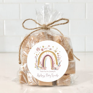 Boho-Blumen-Regenbogen-Baby-Sprinkle-Dankeschön Runder Aufkleber