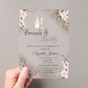 Boho Blumen Rose Gold Glitter  Brunch & Bubbly  Acryleinladungen