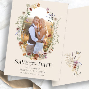 Boho-Blumen- Save-The-Date-Karte Save The Date