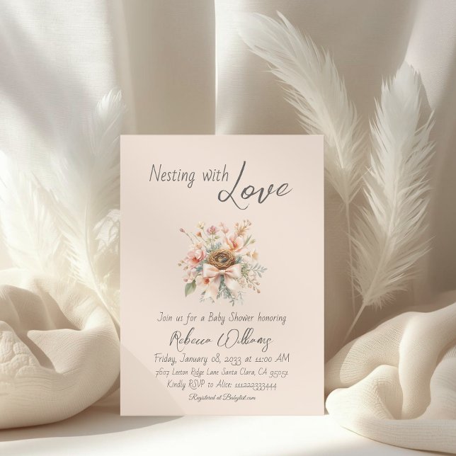 Boho-Blumen-Schleife-Baby-Party-Nesting-Event Einladung (Von Creator hochgeladen)