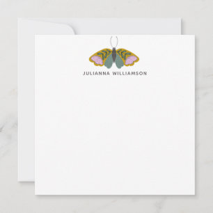 Boho-Blumen-Schmetterling-Illustration Personalisi Mitteilungskarte