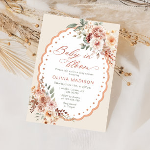 Boho-Blumen-Schön Baby-Party Einladung