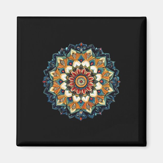 Boho-Blumen-Sonnen-Mandala für Meditation  Magnet (Vorne)
