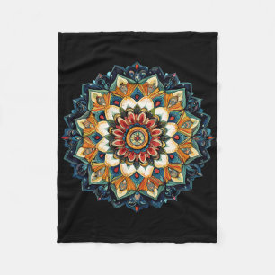 Boho-Blumen-Sonnen-Mandala zur Meditation Fleecedecke