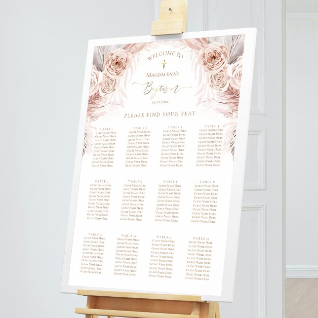Boho-Blumen Tauf-Sitzplan Poster (Von Creator hochgeladen)
