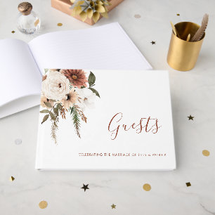 Boho-Blumen-Terrakotta-Hochzeit Gästebuch
