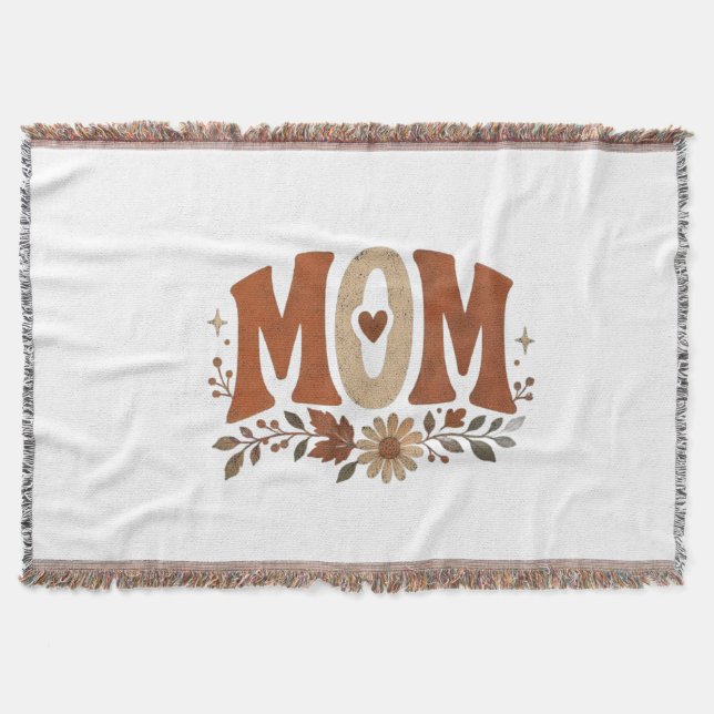 Boho-Blumen-Terrakotta-Retro-Erdtöne-Wildf-Mutter Decke (Vorderseite)