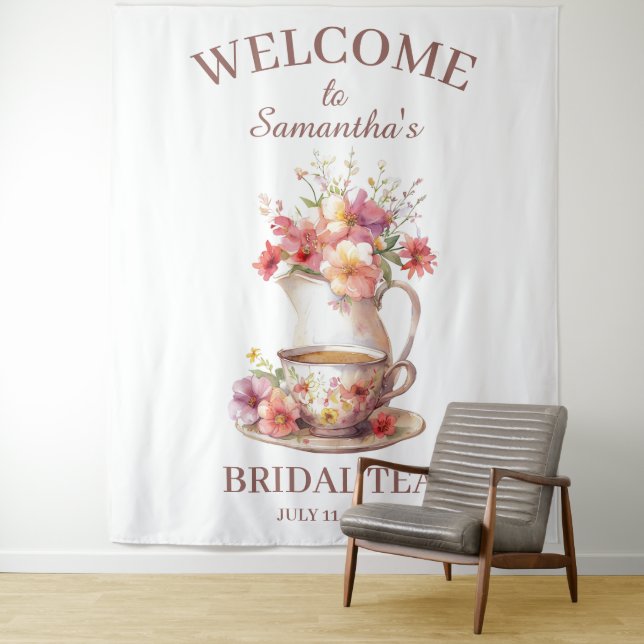 Boho-Blumen-Terrrakotta-Brautabschiedstee Wandteppich (Beispiel)