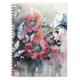 Boho-Blumen-Tuschemalerei Notizblock