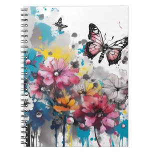 Boho-Blumen-Tuschemalerei Notizblock