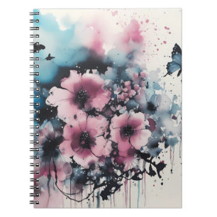 Boho-Blumen-Tuschemalerei Notizblock