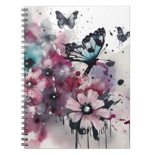 Boho-Blumen-Tuschemalerei Notizblock