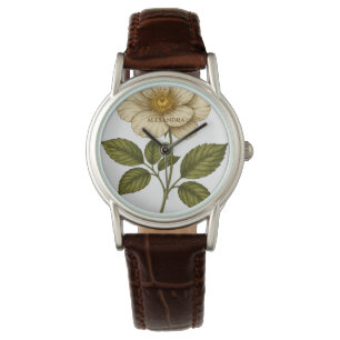 Boho-Blumen-Uhr mit eigenem Namen Armbanduhr