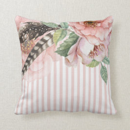 Boho Blumen und Federn Kissen