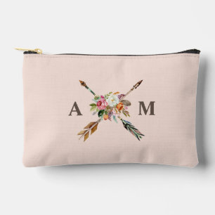 Boho-Blumen und Pfeile monogrammiert Zubehörtasche